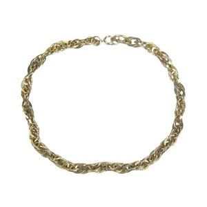 Goldtone Chain Necklace 16 Inch Vintage 1970s 1960s Choker Braided Jewelry